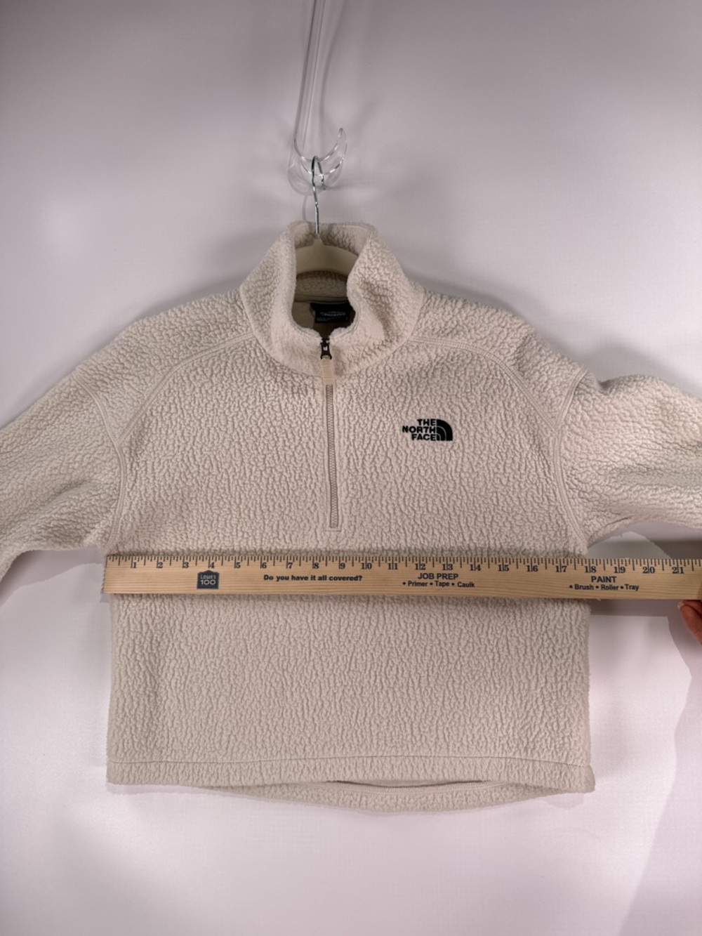 THE NORTH FACE Platte Cropped Sherpa 1/4 Zip Fleece Cream Womens S - Picture 11 of 12